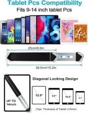 Anti Theft Tablet Kiosk Stand for 9"-14" Tablet, Security iPad Desk Floor Stand,