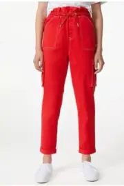 Free Assembly Girls Paperbag Cargo Pants Elastic Waistband with Drawstring M 7/8