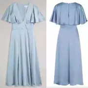 New! Ted Baker Immie Satin Midi Dress With Cape Sleeve Size 2 NWT 30476