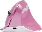 M618MINI-Pink Ergonomic Mouse Wireless, Rechargeable Mini Vertical Mouse, Silent Click, 6 Buttons, 4000 DPI, RGB Light, Multi-Device, for Carpal Tunnel, for Computer/Laptop/PC/Mac