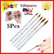 5pcs/set Sable Acrylic Nail Brush Crimped Metal Round Handle`