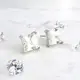 白鑽方形爪鑲耳環 7mm 單鑽鋯石 925純銀耳環 ART64