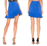 Alice + Olivia Marcella Ruffle Mini Skirt Cobalt Size 8 Blue New