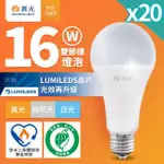 【DANCELIGHT 舞光】20入組 16W LED節標燈泡 環標燈泡 E27 全電壓(白光/自然光/黃光)