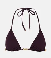 [Stella McCartney] Stella McCartney Chain-trimmed halter-neck bikini AU 12 purple