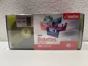 Imation Neon Diskettes 40 Pack IBM 2HD 3.5" Floppy Disks with Case #AG