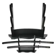 3-Tier Solid Wood Table or Wall Mount Katana Sword Display Dragon Back Velvet