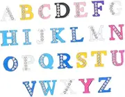 [UTHCLO] Rhinestone Alphabet Beads Bracelet Kit Diamond Letter Charms Pendant Beads for Bracelets Letters Beads with Letters Silver Letter Beads Charms for Bracelets Face Gems Alloy