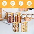 4Pcs Glass Jars with Bamboo Lids and Spoons 600ML Airtight Spice Jars GoQBK