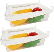 LDXDRU 2 Pack Fridge Drawers Pull-Out Storage, Fridge Storage Drawers with Adjustable Slide Rail, Fridge Organisers Drawers Fridge Storage for Vegetables Fruits Egg Meat - 29 x 17 x 11cm