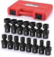 15-Piece 1/2" Drive Shallow Universal Impact Socket Set, 6 Points, Metric, 10-24