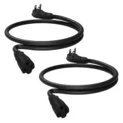 3 Ft Flat Plug Extension Cord, 16 AWG 3 Prong Grounded Low 3 FT-2Pack Black