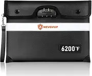 [NEVGVUP] 6200F Upgraded Fireproof Money Bag with Lock, Fireproof Document Bag w/ Zipper/Reflective Strip, 9 Layers of Heat Insulated Materials, Water Resistant