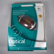 New Vintage Logitech Football Optical Mouse, Corded 931145-0403 SEE NOTES