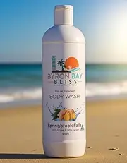 Byron Bay Springbrook Falls Natural Body Wash with Ginger & Lime | Australian Made with Native Quandong & Gotu Kola | Refreshing Citrus Aromatherapy Shower Gel | 500ml/16.9 fl oz