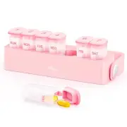 Weekly Pill Organizer with Locking Mechanism, Travel Damp-Proof Pill Box Case...