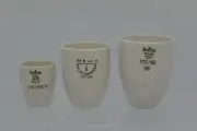 3 - ANTIQUE VINTAGE - ROSENTHAL - PORCELAIN CHEMISTRY MEASURING CUPS.