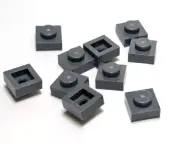 Lego - Lot of 10 - Dark Grey Gray, Plate 1 x 1