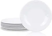 Melamine Plates Set, 11inch Dinner Plates Set for Indoor and Outdoor Use, White White