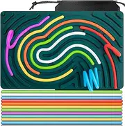 Sensory Activity Board, Silicone Sensory Fidget Toys for Kids 3+ Adults, Silent Fidgets for Autism ADHD Calming Stress Anxiety, Sensory Thread Board for Coordination & Cognitive Training