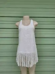 ZARA Fringe Textured Light Beige Top Size S WOMEN #B712