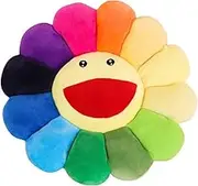 GEFU Flower Plush Pillow, Sunflower Pillow Soft & Comfortable Sunflower Smiley Cushion Colorful Sun Flower Plush Toy Home Bedroom Shop Restaurant Decor (Colorful,16.5in/42cm)
