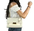 MICHAEL KORS CECE MEDIUM FLAP POCKET SHOULDER CROSSBODY BAG MK LIGHT CREAM MULTI