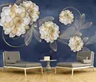 3D Golden Peony Wallpaper Wall Mural Removable Self-adhesive 589