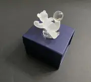Frosted Glass Teddy Bear w/ Crystal Ball Small Miniature Home Decoration Figure