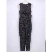Aidan Mattox Tuxedo Sequin Jumpsuit Black Size 2 NWT