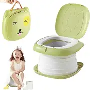 Portable Toilet, Cute Foldable Flip Lid Travel Potty With Lock - Rotary ABS PP Toddler Potty, Smooth Non-Slip Heavy Duty for Outdoor Car, Boys Girls Kids Children (Green)