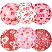 6 Pcs Valentine's Day Hanging Paper Lanterns Decor Heart Paper Lanterns Love ...