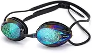 Swimming Goggles, Anti-Fog Swim Goggles with Clear Vision for Adult Men Women Junior, Non Leak UV Protection, Free Goggle Case and 3 Nose Pieces, Colorful Goggles Mirror