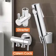 Chrome Handheld Douche Bidet Toilet Spray Jet Shattaf Kit /Diverter/Cistern Cock