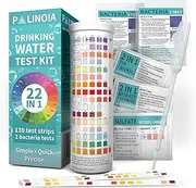 Palinoia 22 in 1 Drinking Water Test Kit with 130 Strips - Well, Faucet, Household Test Strip for Fluoride, Lead, Hardness, Chlorine, Iron, Copper and More