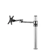 ATDEC Single Monitor Swing Arm on Post. Max load: 8kg (Flat), 5.5kg (curved). Up to 32" screens. VESA 100x100. Polished Silver. AF-AT-P
