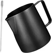 CONGARTENO 2Pcs Stainless Steel Frothing Jug with Latte Art Pen Milk Frother Pitcher for Coffee Cappuccino Creations Easy to Clean Internal Measurement Marks