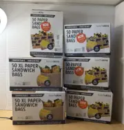 Lot 5 Lunchskins Recyclable + Sealable Paper Sandwich Bags, 50-count Snack Size