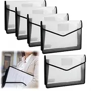 File Folders,5 PCS A4 Clear Purses File Folder Organizer, Wanfoou Portable Large Capacity Document Holder, Waterproof Transparent Folder Organizer, Expandable File Pouch for Office Supplies