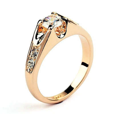 Rose Gold Plated Made with Swarovski Crystal Wedding Engagement Band Ring R73