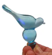 Figurine Bottle Stopper Black Light Shine Blue Glow Imperial Bird Perfume Glass