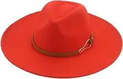 [FONSMAY] Fedora Hat for Women Felted Hats for Men Solid Wide Brim 3.74 in Belt Casual Formal Panamas Women's Cap
