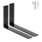2 Pack Shelf Brackets 10 inchL Brackets for ShelvesBlack Heavy Duty Metal She...
