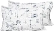 J-pinno Cars Tank Helicopter Vehicles Cute Cartoon Pillowcase 100% Natural Cotton 20 X 30 for Kids Toddler Boys Girls Bedding Decoration (6)
