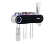 Ecoco Wall-Mounted Toothbrush Holder & UV Sterilizer w/Toothpaste Dispenser & Cu