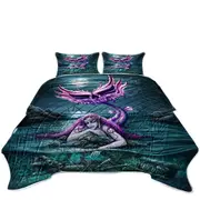 Cool Scary Ocean Art Skeleton and Mermaid Coverlet