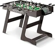 SereneLife Folding Foosball Table, 4’ x 2’ Full Competition Size Foldable Space Saving Table Soccer for Home, Arcade Game Room, Family Game Night, Perfect for Kids & Adults, Black