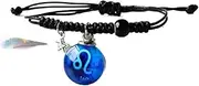 [AELOUS] Fashion Braided Bracelets - Handmade Woven Bracelet Vintage Noctilucent 12 Constellation Leo Pendant Ceramic Beaded Braided Rope Bracelets Adjustable Lucky Ankle Bangle Jewe