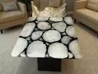24" Square White Agate Coffee & Tea Table Modern Hallway Living Room Furniture