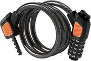 Ronyme 5 Digit Code Bicycle Lock with Cable for Security and Portability, Black